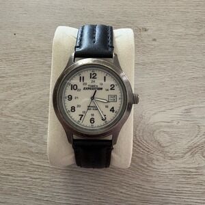 Timex Expedition Indiglo Men's Watch Black Leather Strap New Battery